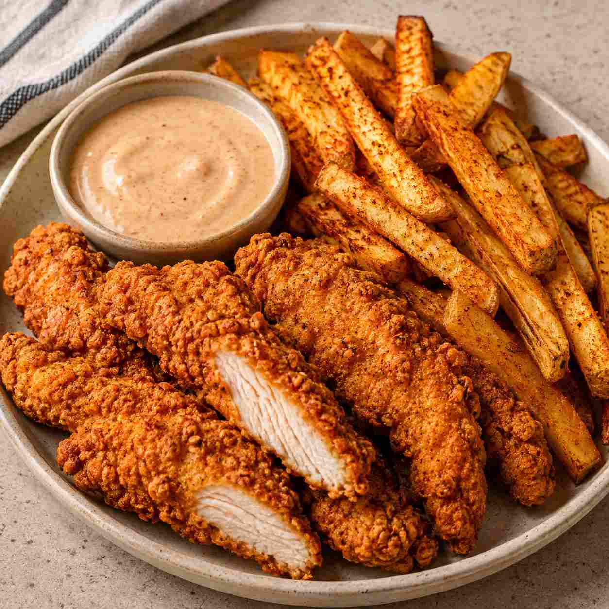 Crispy Chicken Tenders with Paprika Fries