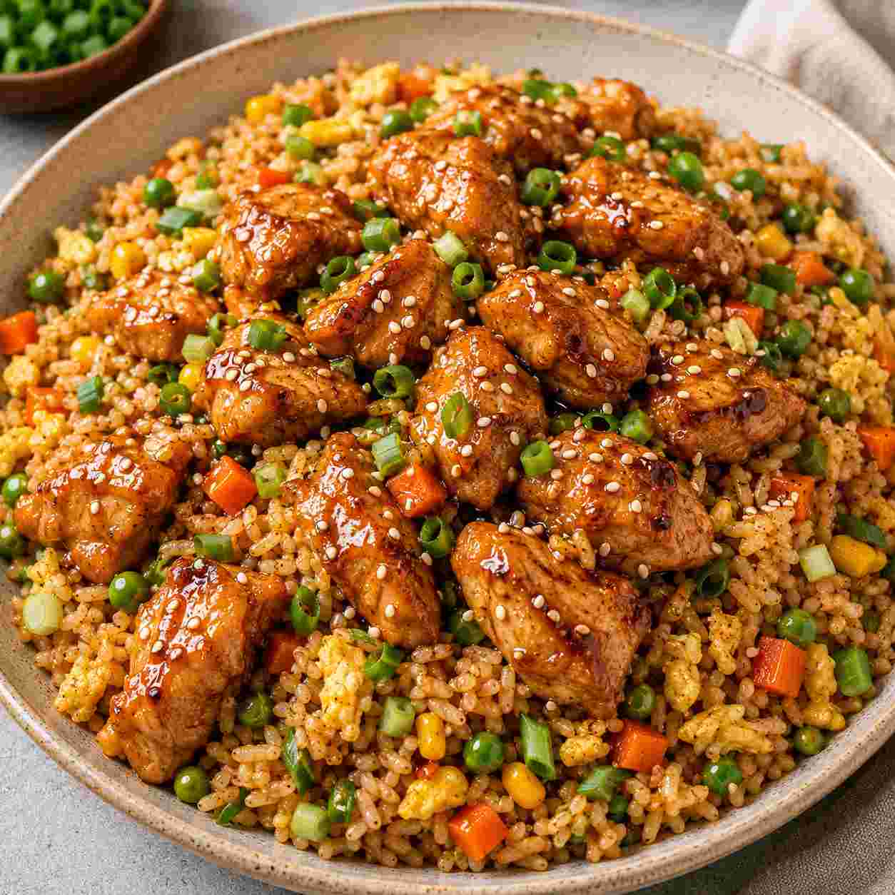 Healthy Honey Sesame Chicken &amp; Egg Fried Rice