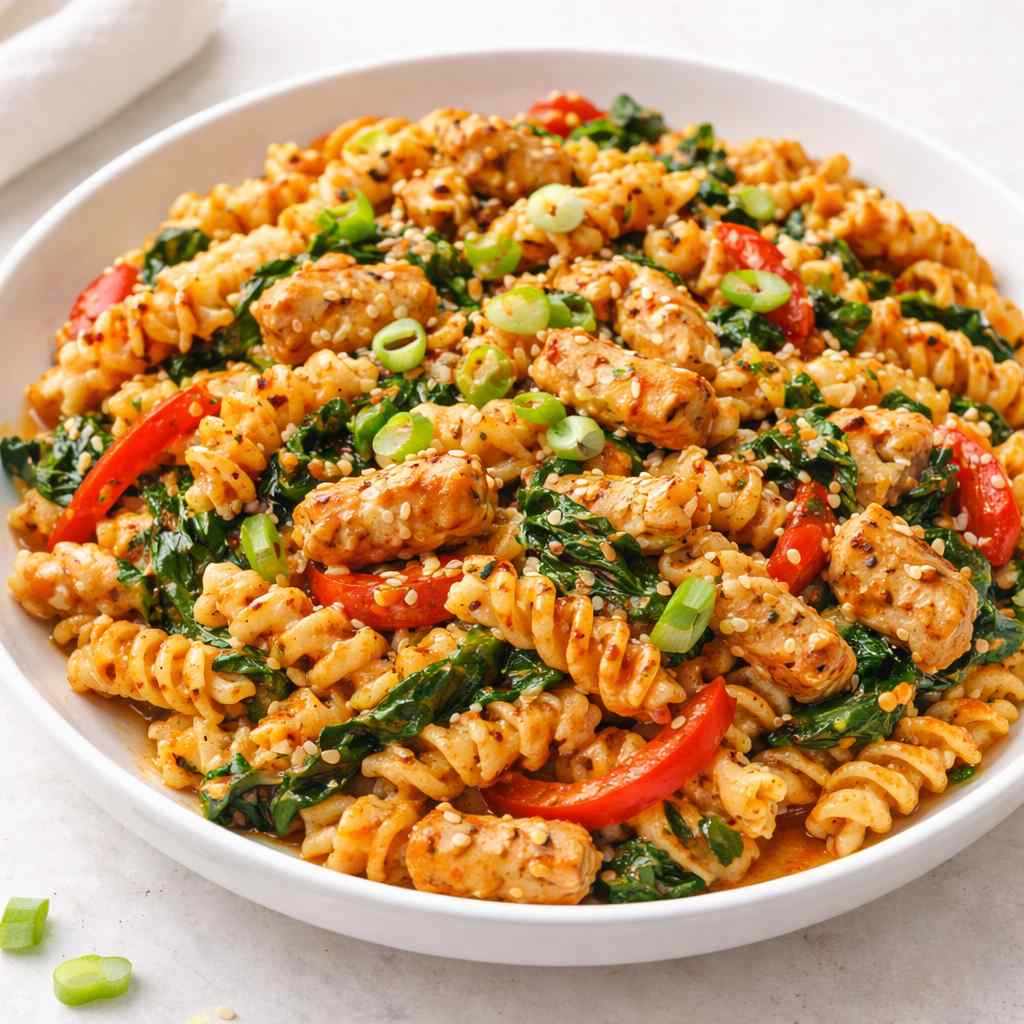 High-Protein Gochujang Chicken Pasta (Stovetop)