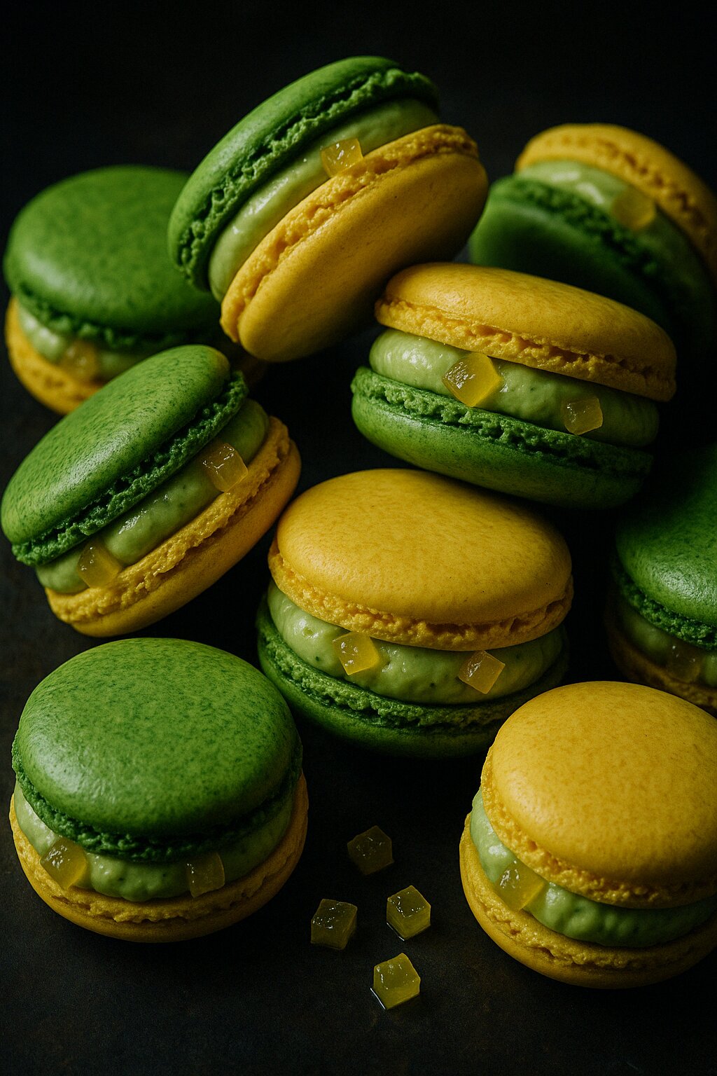 Lemon and Avocado Macarons
