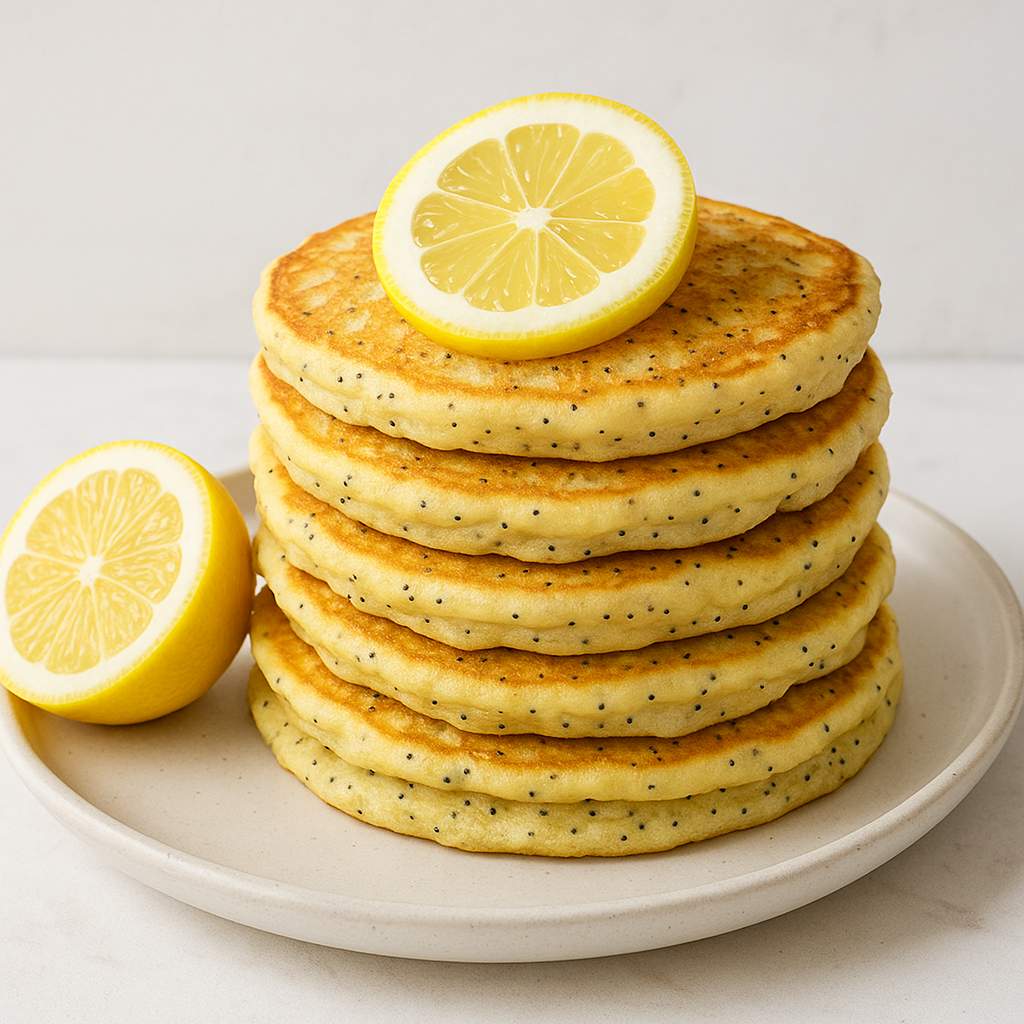 Fluffy Lemon Poppy Seed Pancakes with Buttermilk