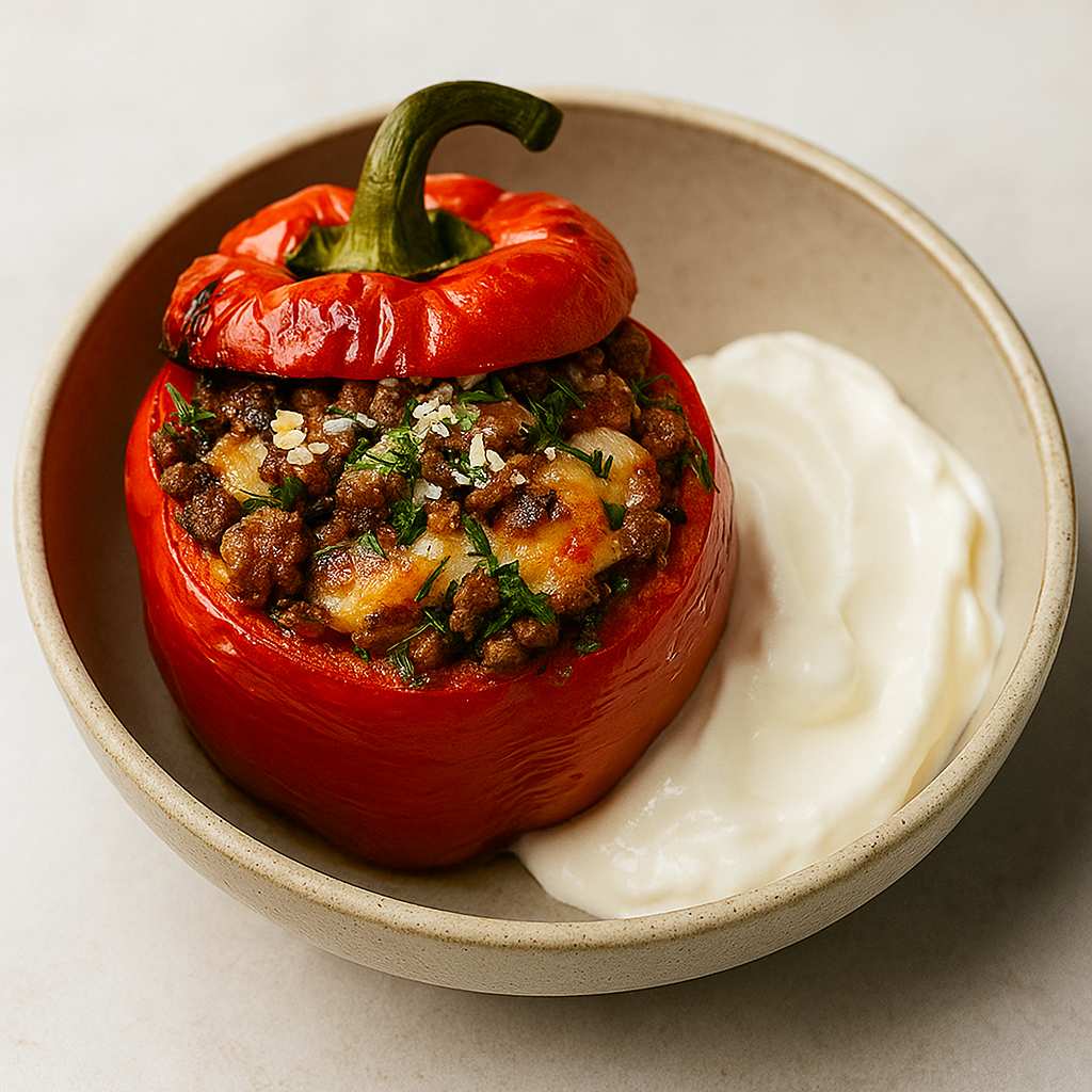 Mediterranean Stuffed Peppers with Beef and Feta