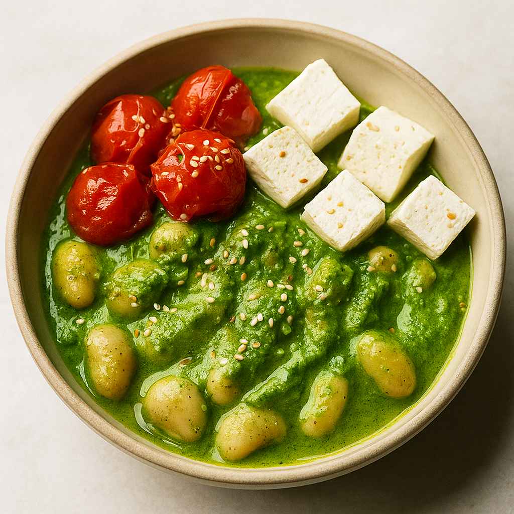 Miso Greens Butterbean Bowl with Tofu Feta