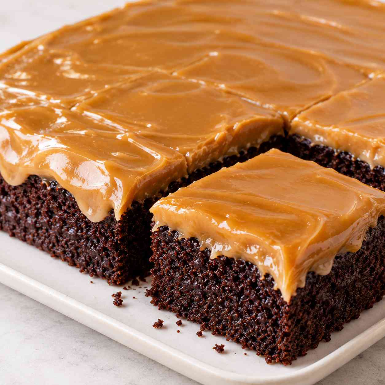 Moist Chocolate Cake with Caramel Icing