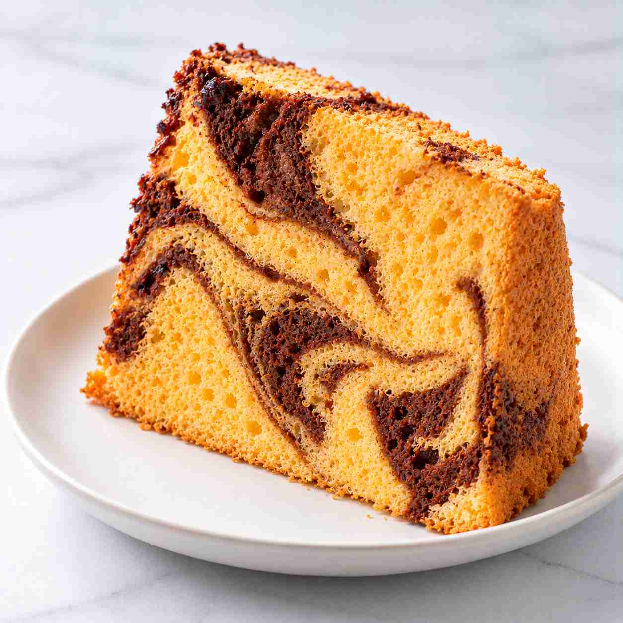 Orange chocolate marble chiffon cake