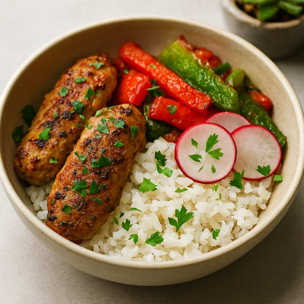 Oven Chicken Kebabs with Fluffy Basmati Rice