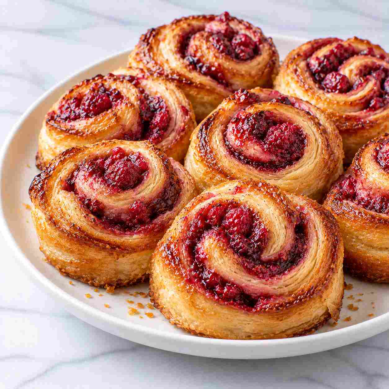 Raspberry Rolls with Balsamic Preserves