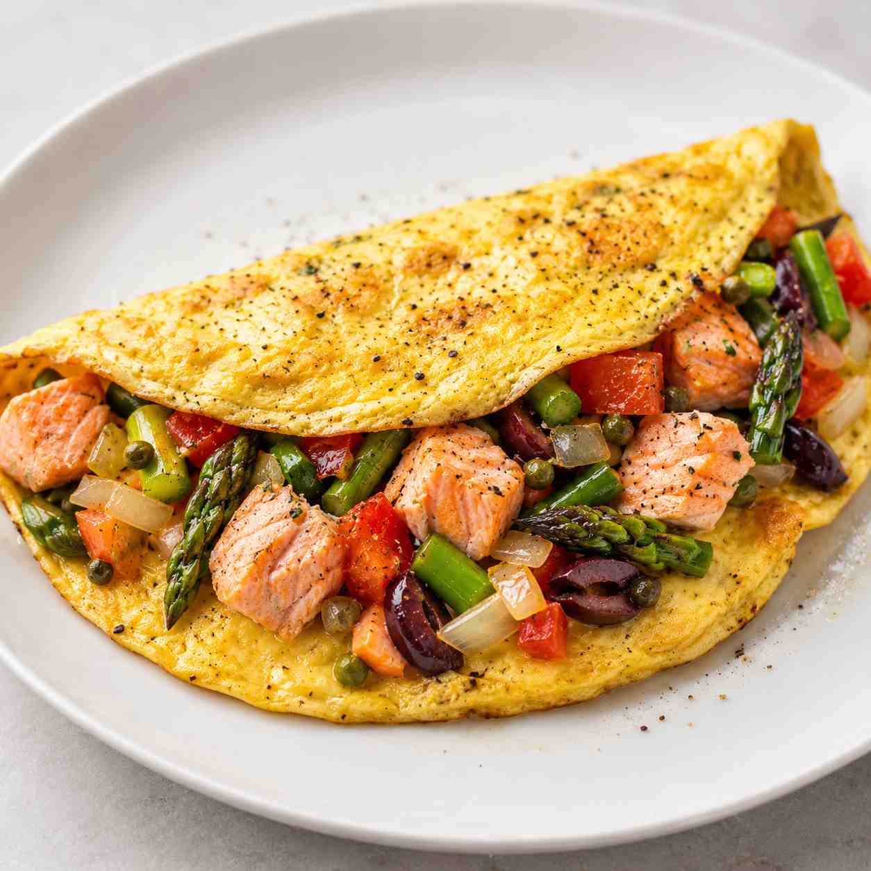 Salmon and Asparagus Omelet