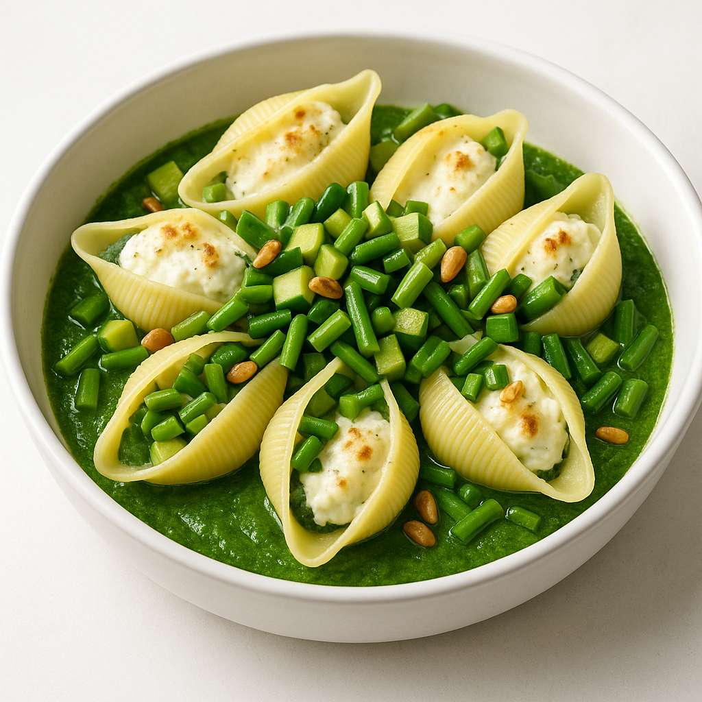Stuffed Conchiglioni with Spinach and Goat Cheese